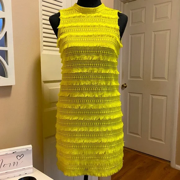 J. Crew | Dresses | J Crew Yellow Fringe Lace Crochet Shift Dress Size 0 |  Poshmark
